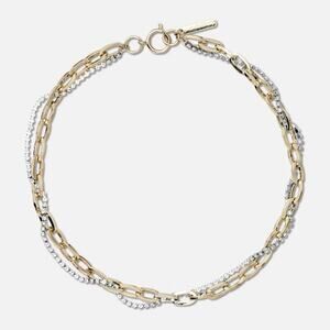 EUC Justine Clenquet Kirsten Necklace Two-Tone Layered Chain Crystal Gold Silver